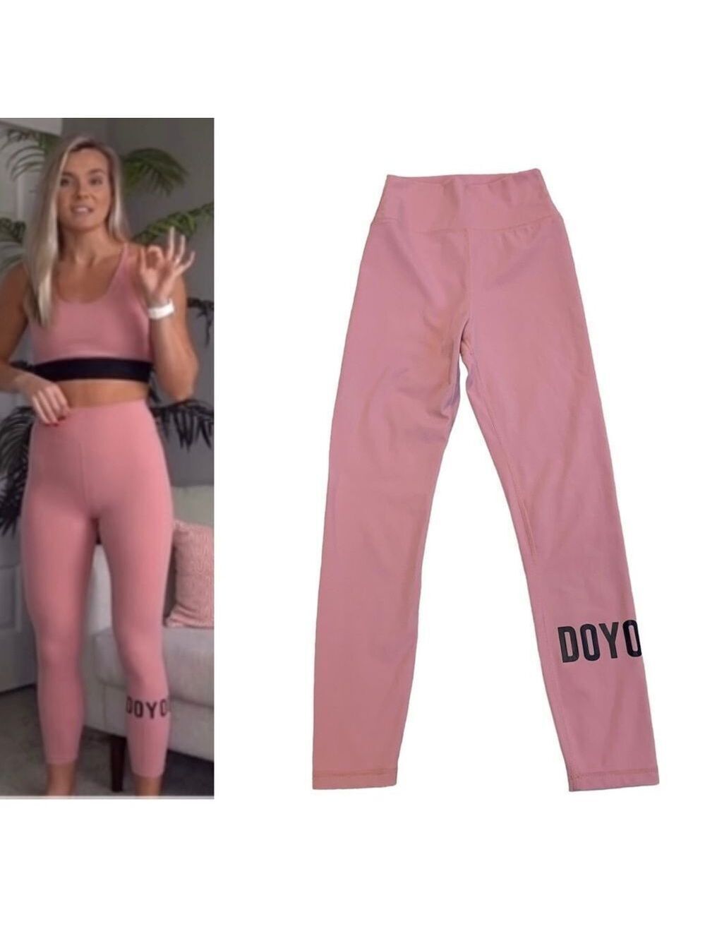 doyoueven pink logo leggings Sz XS NWOT